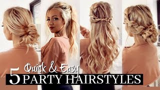 5 Quick & Easy Party Hairstyles / Heatless!