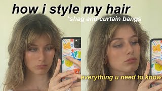 How I Style My Hair *Shag Cut And Curtain Bangs