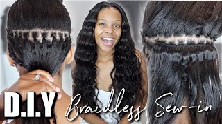 Braidless Sew-In Tutorial *Step By Step* Ft. Klaiyi Hair ♥︎