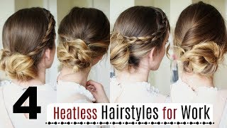 4 Quick Heatless Hairstyles For Work | Work Hairstyles | Braidsandstyles12