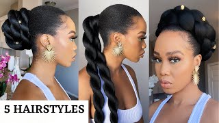 5 Quick & Easy Hairstyles Using Braiding Hair / Protective Style / Tupo1