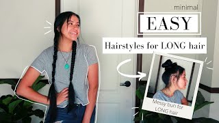 Easy Hairstyles For Really Long Hair // How To Braid // Messy Bun For Long Hair // Minimal Hairstyle