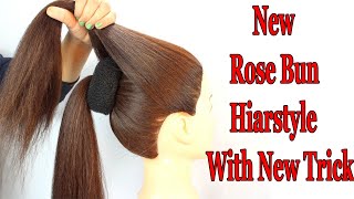 New Rose Bun Hiarstyle For Ladies || Easy Hairstyle || Hairstyle For Bridal || Wedding Hairstyles