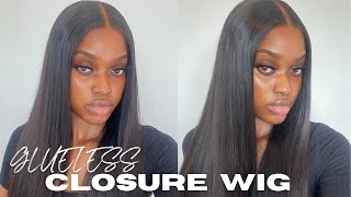 Minimal Effort! Beginner Friendly 5X5 Lace Closure Wig! Gluless Install Ft. Wiggins Hair