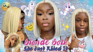 Bomb 13X4 613 Blonde Bob Wig! Short Haircut Lace Wig On Dark Skin #Ulahair Review