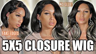 Wow!! Closure Looks Like Frontal! 5X5 Closure Wig Install  No Leave Out! No Glue!