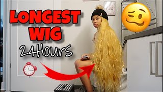 Wearing The Longest Wig For 24 Hours! | 5 Feet Of Hair!