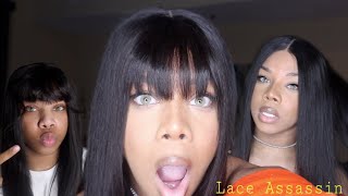 Glueless Fake Scalp Wig Install + Clip-In Bangs  Ft.She Lace Wig