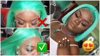 Slay 10 Of 30 Mint Green Hair On Dark Skin Bob Wig Install On Drikathebaby |Sunber Hair