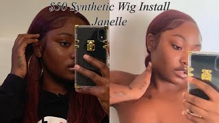 Burgundy Wine Sensational What Lace "Janelle" Affordable Synthetic Wig | Lace Frontal Inst