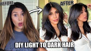 I Went Dark For Fall And Got Bangs!! | Diy At Home Hair Color & Cut! | 2021 Curtain Bangs Hair Trend