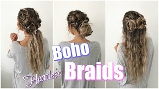 Boho Braids // Quick & Easy Heatless Hairstyles!
