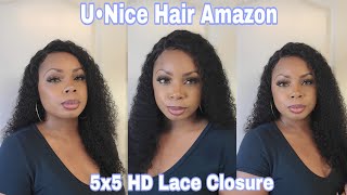 Unice Hair Amazon | 5X5 Transparent Hd Lace Closure Curly Human Hair Wig | Allthings Nikkinicole