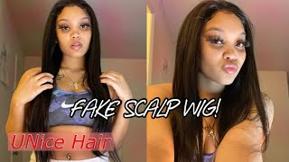 Brazilian Straight Fake Scalp Wig On Amazon!! |Ft Unice Hair|