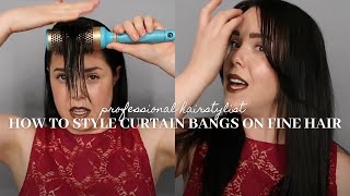 How To Style Curtain Bangs On Fine Hair By Professional Hairstylist Faye Smith | Faye Smith Agency