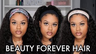 How To Style A Headband Wig |  Water Wave Human Hair Headband Wig | Ft. Beauty Forever Hair