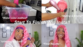 I Finally Decided To Dye A Wig Pink (Water Color + Install) Ft Genius Wigs | Eva Williams