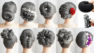 9 Cute And Easy Hairstyles | Messy Bun Hairstyles | Updo Hairstyles With Braids | Simple Hairstyles