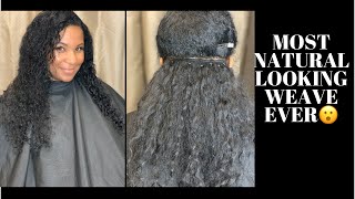 Natural Hair With Beaded Weft Microlink Extensions/ Braidless Sew In