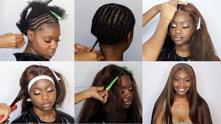 Glueless Closure Wig Install | Braid Pattern + Gel Install (No Adhesive) Protective Hairstyles