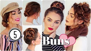 5 No Heat Easy Hairstyles | Cute Messy Buns
