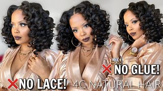  No Lace ❌No Glue  Ditch Frontals! Looks Like 4C Hair Wand Curls! Natural Kinky Curly U-Part Wig