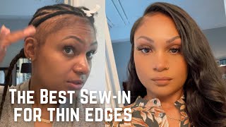 The Best Diy Sew In Technique For Fine Hair + Thin Edges| 2021| Leave Out| Detailed| Easy| Side Part