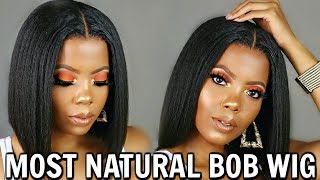 Most Natural Everyday Bob Wig | Best Kinky Straight Wig For #Naturalhair Curls Curls| Tastepink