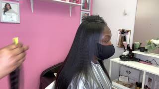 Silk Press & Textured Tape In Hair Extensions On Natural Hair | 2021 @Thybeautybar