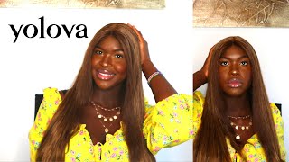 Yolova Hair : Straight Blonde Wig Hand Tied Lace Wigs 22 Inches ; Glue-Less Wig Installation.