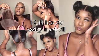 How To Install A Full Lace Wig | Ft Nabeauty Hair| Full Lace Wig+Space Buns Tutorial| (First Time)