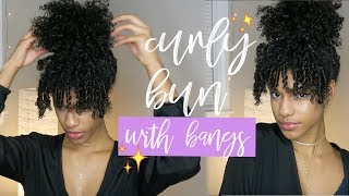 How To: Curly Bun With Bangs Hairstyle!!