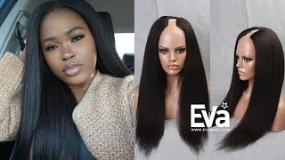 How To Style Evawigs Kinky Straight U-Part Wig(U018) By Peakmill | Evawigs Tutorial