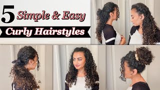 How To Style Curly Hair (5 Easy Curly Hairstyles) | ٥ تسريحات سهلة و بسيطة للشعر الكيرلي