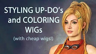 How I Style Up-Dos & Color Wigs With Paint - Rikku Wig - Cosplay Tutorial