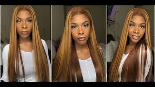 Unice 13X4 Straight Honey Blond Ombre Color Highlight 150% Lace Front | Wig Show & Tell