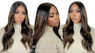 Perfect Highlights For The Spring|Lillian Glueless Swiss Lace T Part Wig - My Shiny Wigs