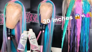 30 Inch Pastel Lacewig | How To Dye Wig Pastel Colors | Rainbow Pastel Wig