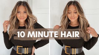 10 Minute Hair | Curtain Bangs & Curls