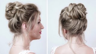 Soft High Bun/Top Knot Hairstyle Tutorial. Learn Gorgeous Quick Easy Bridal Hairstyle