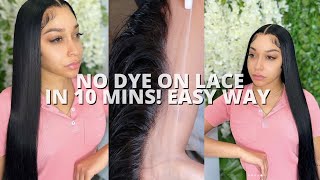 How To Dye Hd Lace Wig Jet Black Using Box Hair Dye In 10 Mins | No Lace Stains | Water Color Method