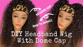 How To D.I.Y. Headband Wig With Dome Cap | Mayvenn Hair | Brazilian Deep Wave | Missuniquebeautii