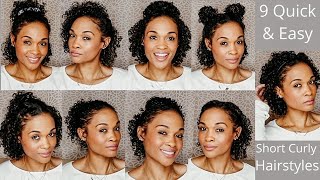 9 Quick & Easy Short Curly Hairstyles!!