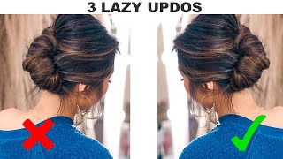 ★3 Updos For Lazy But Classy Girls!  (Quick Holiday Hairstyles How-To Tutorial)