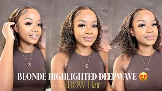 Gorg! Blonde Highlighted Deepwave Wig Install | Vshow Hair| Beautifully Slayed