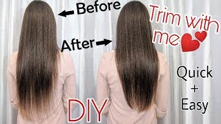 Trimming Medium To Long Hair At Home | Diy V-Shaped Cut Without Layers - A Quick + Easy Tutorial