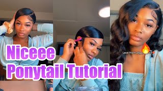 Beginner Lace Frontal Ponytail Tutorial!Step By Step Hairstyle Tutorial | Ft. Alimice Hair