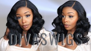 Very Simple 5'5 Closure Wig! Glueless Fit! Simple Glam Effect! Seamless Swiss Lace! Divaswigs