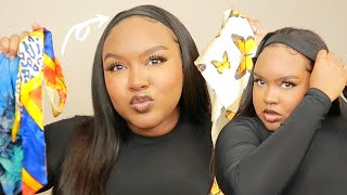 Easiest Protective Style For Lazy Naturals! | New Straight Headband Wig | No Work Or Glue Needed!