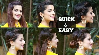 6 Quick & Easy Indian Hairstyles For Medium To Long Hair / Perfect Side Hair Poof - No Teasing